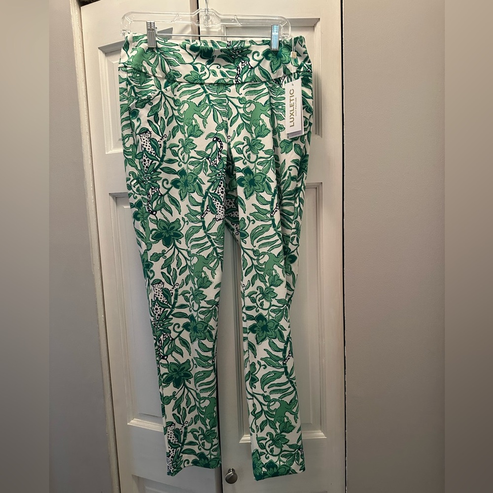 NWT LILLY PULITZER CORSO PANT UPF 50+ SIZE 8 FIDDLE LEAF GREEN LIL ESCAPE PLAN